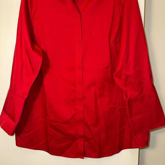 Chicos XL (3) Button Down Collared No Iron Red Long Sleeve Womens Shirt EUC - Picture 2 of 11